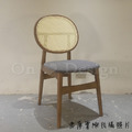 北歐實木 扶手 餐椅 餐廳椅 藤編椅靠背 藤本 餐椅 C款 胡桃/灰墊_3