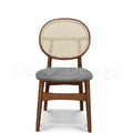 北歐實木 扶手 餐椅 餐廳椅 藤編椅靠背 藤本 餐椅 C款 胡桃/灰墊