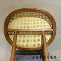 北歐實木 扶手 餐椅 餐廳椅 藤編椅靠背 藤本 餐椅 C款 胡桃/灰墊_5
