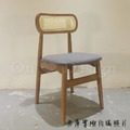 北歐實木 扶手 餐椅 餐廳椅 藤編椅靠背 藤本 餐椅 B款 胡桃/灰墊_5