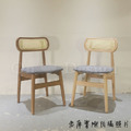 北歐實木 扶手 餐椅 餐廳椅 藤編椅靠背 藤本 餐椅 B款 胡桃/灰墊_10