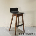 北歐 小清新 簡約 風格 LOFT 風格家具 咖啡廳 艾朗 實木 靠背 吧台椅-椅面黑_3
