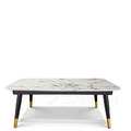 LUXURY 美式 奢華風 鍍金 客廳 咖啡桌 亞彌 大理石面 黑腳 茶几-120CM
