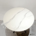 美式 客廳 咖啡桌 邊桌 大理石紋 岩板 罕石 白色圓形 邊几-50CM_4