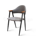 特價商品-法式 復古 工業風 鐵 實木 餐椅 SVA 扶手 餐椅 -霧灰色 皮革