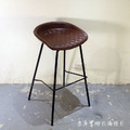 LOFT 工業風家具 復古仿舊鐵件 格菱紋 座墊 咖啡廳 喬特 吧檯椅-紅棕_5