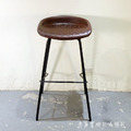 LOFT 工業風家具 復古仿舊鐵件 格菱紋 座墊 咖啡廳 喬特 吧檯椅-紅棕_3
