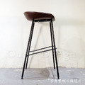 LOFT 工業風家具 復古仿舊鐵件 格菱紋 座墊 咖啡廳 喬特 吧檯椅-紅棕_7