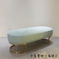 LUXURY 美式 奢華風 穿鞋凳 雙人椅凳 長凳 奧斯曼 鍍金 長椅 湖水藍皮-125CM_5