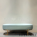LUXURY 美式 奢華風 穿鞋凳 雙人椅凳 長凳 奧斯曼 鍍金 長椅 湖水藍皮-125CM_3