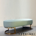 LUXURY 美式 奢華風 穿鞋凳 雙人椅凳 長凳 奧斯曼 鍍金 長椅 湖水藍皮-125CM_4