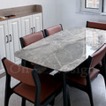 美式 極簡 餐廳桌 書桌 耐高溫 實木腳 洛曼 深灰 大理石紋 岩板 餐桌 -140CM_2