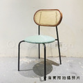 北歐 咖啡廳 座椅 復古風 實木靠背 安寶 藤面 皮革餐椅 -綠皮_4