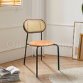 北歐 咖啡廳 座椅 復古風 實木靠背 安寶 藤面 皮革餐椅 -棕皮_1