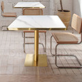 LUXURY 美式 奢華風 鍍金 餐廳 餐桌 鈦金邊框 大理石紋岩板 方桌 80CM_1