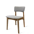 北歐極簡 設計款 小清新風格 無扶手餐椅 餐廳椅 方背 洗白木色 餐椅-灰色麻布