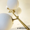 美式 復古 工業風格 現代與古典交錯 金色 橫排 摩多 分子 吊燈 6燈 奶白色_3
