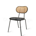 特價- 北歐 咖啡廳 座椅 復古風 安寶 藤編 餐椅 B款-黑皮