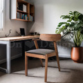 北歐 經典 餐廳 芬蘭極簡風 實木 日式 多羅 餐椅 胡桃色 /深灰布_2