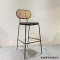 北歐 咖啡廳 座椅 復古風 安寶 藤編 靠背 吧檯椅 -黑皮_4