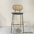 北歐 咖啡廳 座椅 復古風 安寶 藤編 靠背 吧檯椅 -黑皮_3