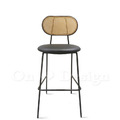 北歐 咖啡廳 座椅 復古風 安寶 藤編 靠背 吧檯椅 -黑皮