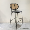 北歐 咖啡廳 座椅 復古風 安寶 藤編 靠背 吧檯椅 -黑皮_7