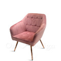 LUXURY 美式 極簡 鍍金 奢華風 單人 鍍金腳 喬特 沙發 - 桃紅