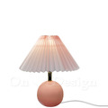 丹麥設計 復古 鄉村風 設計師的燈款 台燈 圓球 百褶傘 陶瓷 桌燈-粉色