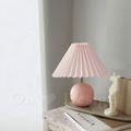 丹麥設計 復古 鄉村風 設計師的燈款 台燈 圓球 百褶傘 陶瓷 桌燈-粉色_2