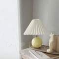 丹麥設計 復古 鄉村風 設計師的燈款 台燈 圓球 百褶傘 陶瓷 桌燈-芥末黃色_1