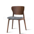 北歐極簡 設計款 小清新風格 無扶手餐廳椅 加薩 胡桃木色 餐椅-灰色麻布