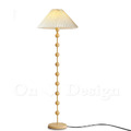丹麥設計 復古 鄉村風 設計師的燈款 復古 珠鍊 木 百摺傘 燈罩 落地燈 -原木色
