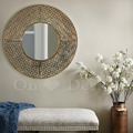 LUXURY 美式 奢華風 LOFT 浴室鏡 化妝鏡 玄關鏡 雕花 蒲纹 銅鼎圓鏡_1