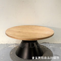 簡約 北歐 風格 設計師款 咖啡桌 實木 堡壘 圓形茶几 原木色-80CM_4