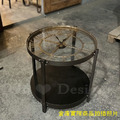 美式 仿舊 VINTAGE 趣味設計 咖啡桌 玻璃鏡面 羅馬時鐘 茶几 邊几-60CM_3