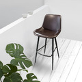 LOFT 工業風家具 復古仿舊鐵件 座墊 咖啡廳 洛亞 高靠背 吧檯椅 棕色-74H_2