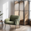 復古 工業風 鐵 咖啡廳 餐廳 扶手 摩爾單人休閒椅 燈籠布 沙發 -綠色_1