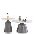 美式咖啡桌 大理石紋 兩件式 岩板 傳聲筒 灰色 錐形茶几-70CM