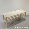 北歐轉印木紋 餐椅 餐廳椅 雙人長凳 穿鞋凳 日式 長藤 藤面長凳-100_5