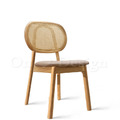 北歐實木 扶手 餐椅 餐廳椅 藤編椅靠背 魯安達 藤 實木餐椅 -灰咖