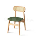 北歐實木 扶手 餐椅 餐廳椅 藤編椅靠背 藤本 餐椅 B款 -綠皮 /原木色