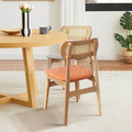 北歐實木 扶手 餐椅 餐廳椅 藤編椅靠背 藤本 餐椅 B款 -橘皮 /原木色_1
