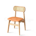 北歐實木 扶手 餐椅 餐廳椅 藤編椅靠背 藤本 餐椅 B款 -橘皮 /原木色