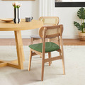 北歐實木 扶手 餐椅 餐廳椅 藤編椅靠背 藤本 餐椅 B款 -綠皮 /原木色_1