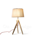 北歐風格 日式 簡約 台燈 原木三腳 圓規 布罩桌燈