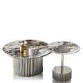 LUXURY 美式 奢華風 拉絲 客廳 不鏽鋼 米勒 超晶石 兩件式 茶几