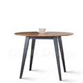法式 工業風 復古 簡約 實木 聖艾爾 餐桌 大圓桌 胡桃面 黑腳- 106CM
