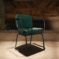 VINTAGE 法式 復古 工業風 鐵 餐椅 老上海 扶手餐椅 休閒椅-綠色 皮革_2