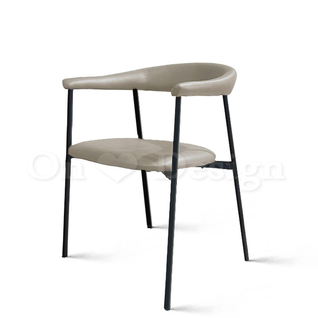 LOFT 法式 復古 工業風 鐵 酒吧 咖啡廳 餐廳 餐椅 奧特曼 扶手椅-米色皮